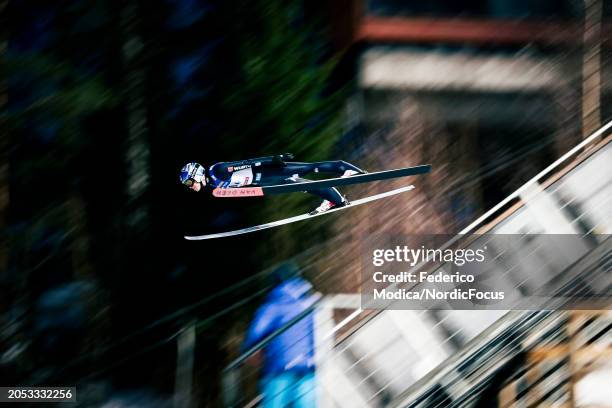 Andreas Wellinger of Germany competes competes in the FIS World Cup Ski Jumping Men Lahti - Team HS130 on March 2, 2024 in Lahti, Finland.