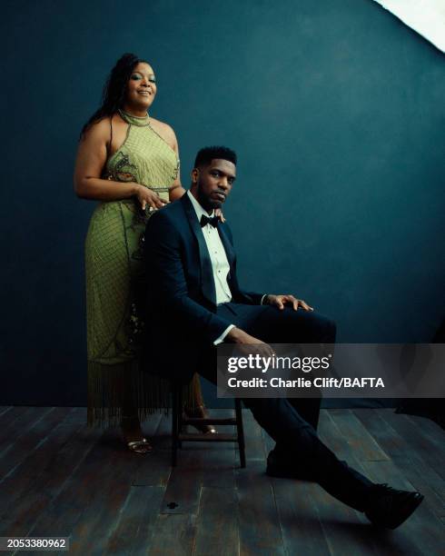 Founders of We Are Parable, Teanne Andrews and Anthony Andrews are photographed backstage at the 2024 EE BAFTA Film Awards, held at The Royal...