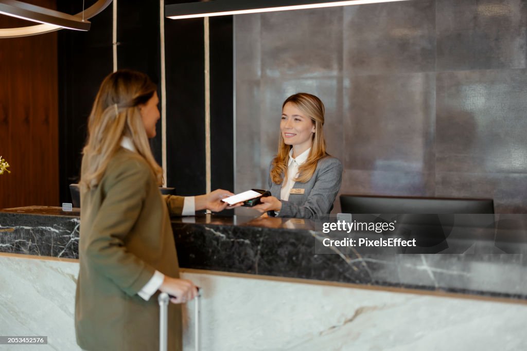 Woman Making Payment Through Nfc Technology