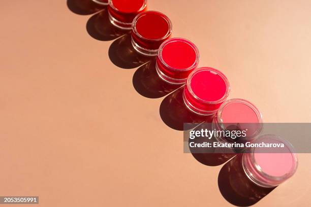 spectrum of paints - red lipstick swatch stock pictures, royalty-free photos & images