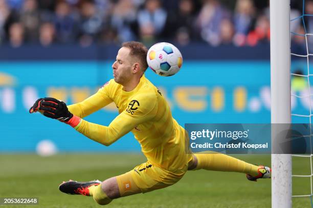 Peter Gulacsi of Leipzig gets he first goal during the Bundesliga match between VfL Bochum 1848 and RB Leipzig at Vonovia Ruhrstadion on March 02,...