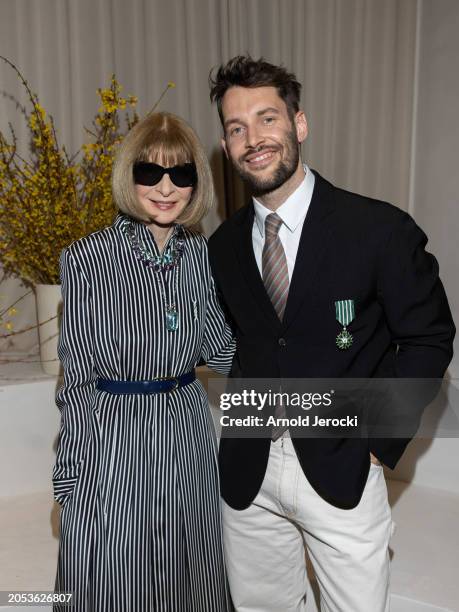 Anna Wintour and Simon Porte Jacquemus attends the Simon Jacquemus' "Chevalier de l'ordre des Arts et des Lettres" Medal Ceremony as part of Paris...