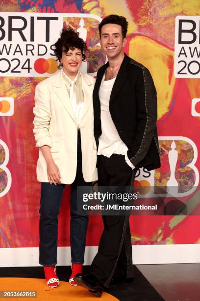 Annie Mac and Nick Grimshaw attend the BRIT Awards 2024 at The O2 Arena on March 02, 2024 in London, England.