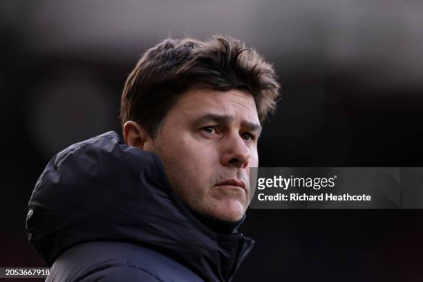Mauricio Pochettino, Manager of Chelsea, looks on during the Premier League match between Brentford FC and Chelsea FC at Brentford Community Stadium...