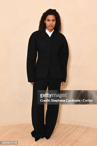 Tina Kunakey attends the Simon Jacquemus' "Chevalier de l'ordre des Arts et des Lettres" Medal Ceremony as part of Paris Fashion Week on March 02,...