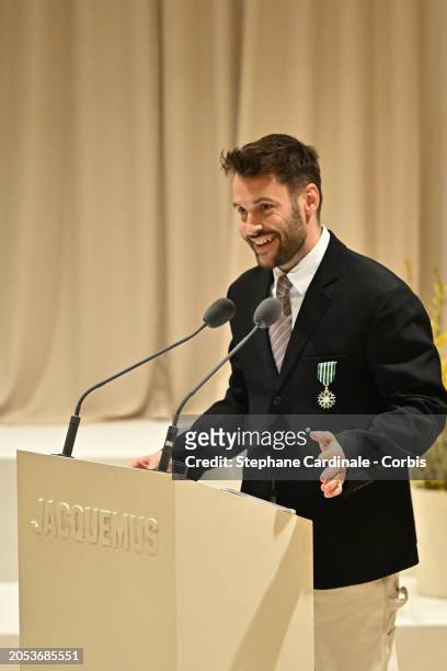 Simon Porte Jacquemus attends the Simon Jacquemus' "Chevalier de l'ordre des Arts et des Lettres" Medal Ceremony as part of Paris Fashion Week on...