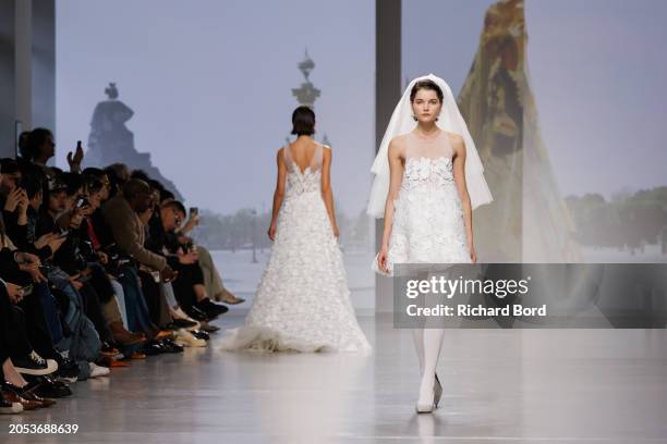 Model walks the runway during the Vivienne Tam Womenswear Fall/Winter 2024-2025 show at Palais de Tokyo as part of Paris Fashion Week on March 02,...