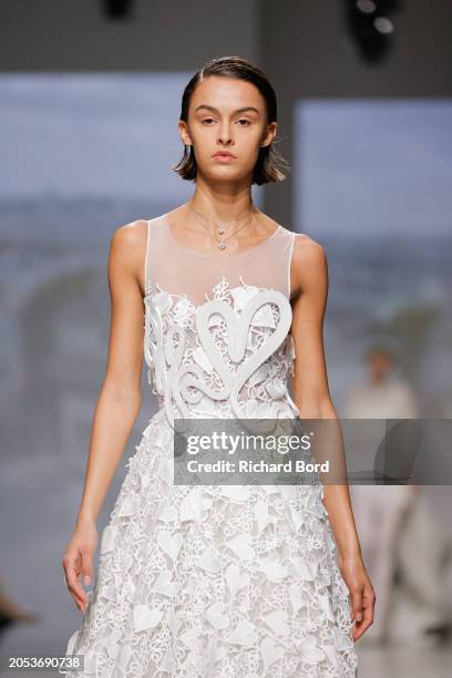 Model walks the runway during the Vivienne Tam Womenswear Fall/Winter 2024-2025 show at Palais de Tokyo as part of Paris Fashion Week on March 02,...