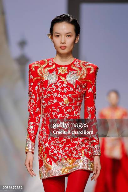 Model walks the runway during the Vivienne Tam Womenswear Fall/Winter 2024-2025 show at Palais de Tokyo as part of Paris Fashion Week on March 02,...