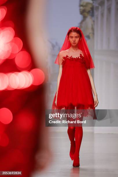 Model walks the runway during the Vivienne Tam Womenswear Fall/Winter 2024-2025 show at Palais de Tokyo as part of Paris Fashion Week on March 02,...