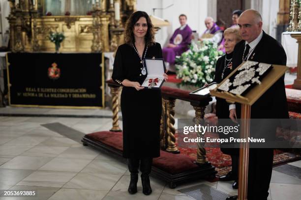 The President of the Community of Madrid, Isabel Diaz Ayuso, receives the medal of Honorary Camarera of the Royal and Illustrious Congregation of Our...