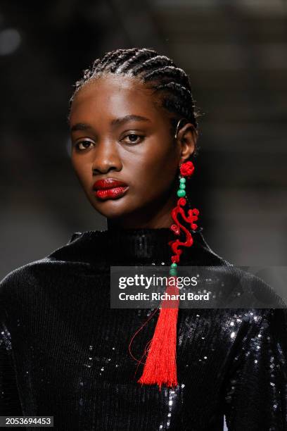 Model walks the runway during the Vivienne Tam Womenswear Fall/Winter 2024-2025 show at Palais de Tokyo as part of Paris Fashion Week on March 02,...