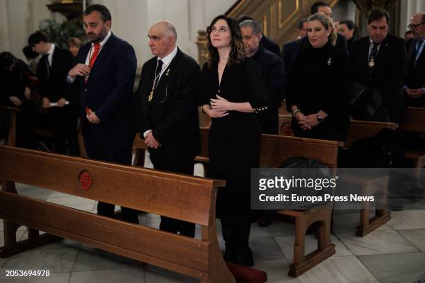 The president of the Community of Madrid, Isabel Diaz Ayuso , at the Mass prior to receiving the medal of Honorary Camarera of the Royal and...