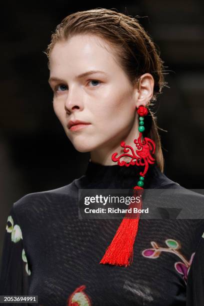 Model walks the runway during the Vivienne Tam Womenswear Fall/Winter 2024-2025 show at Palais de Tokyo as part of Paris Fashion Week on March 02,...