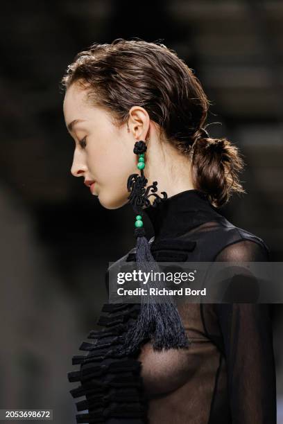 Model walks the runway during the Vivienne Tam Womenswear Fall/Winter 2024-2025 show at Palais de Tokyo as part of Paris Fashion Week on March 02,...