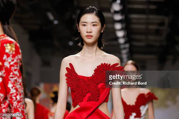 Models walk the runway during the Vivienne Tam Womenswear Fall/Winter 2024-2025 show at Palais de Tokyo as part of Paris Fashion Week on March 02,...