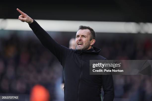 Charlton Athletic manager Nathan Jones gives instructions during the Sky Bet League One match between Northampton Town and Charlton Athletic at...