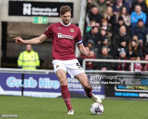 Jon Guthrie of Northampton Town in action during the Sky Bet League One match between Northampton Town and Charlton Athletic at Sixfields on March...