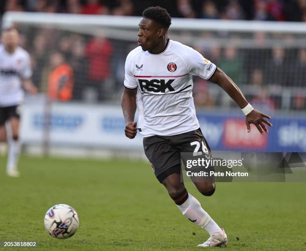 Thierry Small of Charlton Athletic in action during the Sky Bet League One match between Northampton Town and Charlton Athletic at Sixfields on March...