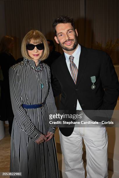 Anna Wintour and Simon Porte Jacquemus attend the Simon Jacquemus' "Chevalier de l'ordre des Arts et des Lettres" Medal Ceremony as part of Paris...