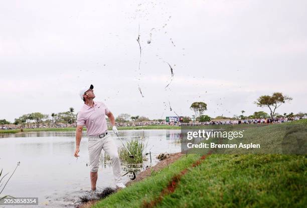 Rory McIlroy of Northern Ireland plays a shot out of the rough on the 16th hole during the third round of The Cognizant Classic in The Palm Beaches...