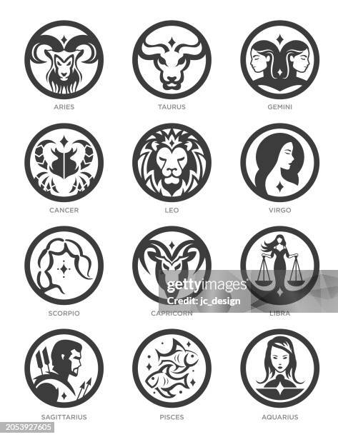 zodiac icon set - wassermann astrologisches luftzeichen stock-grafiken, -clipart, -cartoons und -symbole