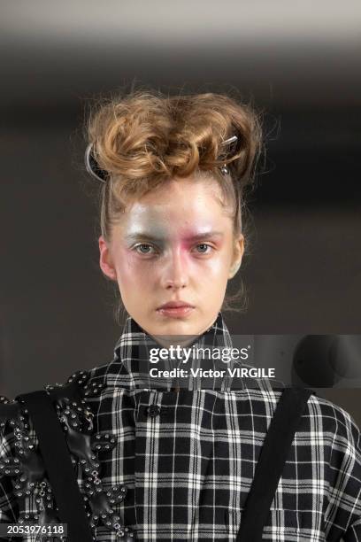 Model walks the runway during the Noir Kei Ninomiya Ready to Wear Fall/Winter 2024-2025 fashion show as part of the Paris Fashion Week on March 2,...