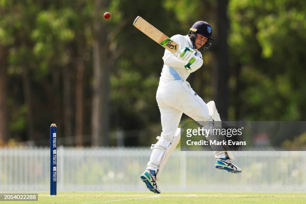 Matthew Gilkes of New South Wales bats during the Sheffield Shield match between New South Wales and South Australia at Cricket Central, on March 03...