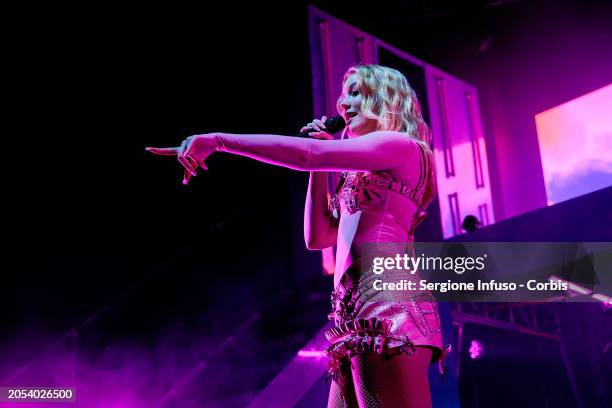 Zara Larsson performs at Fabrique on March 02, 2024 in Milan, Italy.