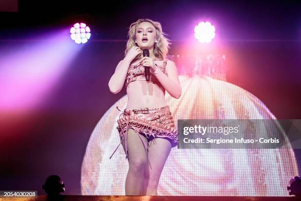 Zara Larsson performs at Fabrique on March 02, 2024 in Milan, Italy.