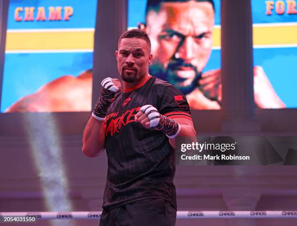 Joseph Parker during an open workout ahead of his fight against Zhilei Zhang on March 5, 2024 in Riyadh, Saudi Arabia. .