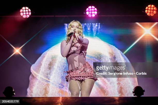 Zara Larsson performs at Fabrique on March 02, 2024 in Milan, Italy.
