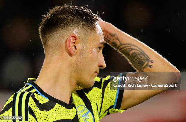 Tattoo on the forearm of Arsenal's Jakub Kiwior during the Premier League match between Sheffield United and Arsenal FC at Bramall Lane on March 4,...