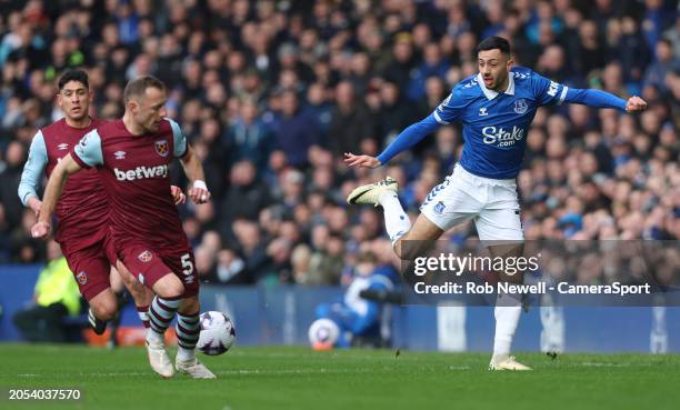 Everton's Dwight McNeil during the Premier League match between Everton FC and West Ham United at Goodison Park on March 2, 2024 in Liverpool,...