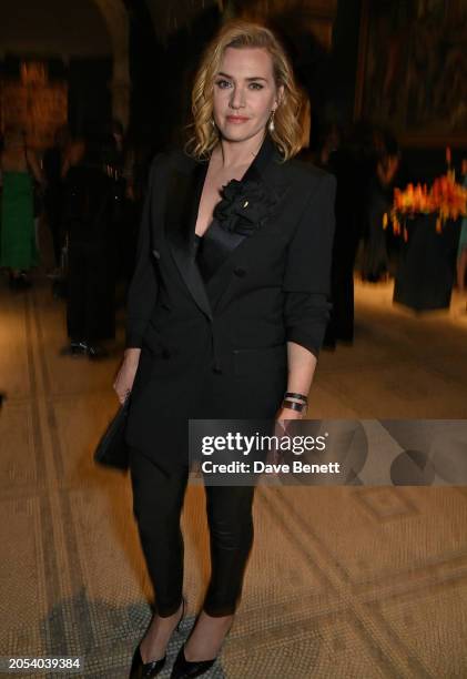 Kate Winslet attends the NET-A-PORTER Incredible Women's Dinner in partnership with De Beers at the Victoria & Albert Museum on March 5, 2024 in...