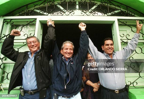 Luis Cosenza precandidate of the movement "Arriva Honduras" Ricardo Maduro and the precandidate of Tagucigalpa mayor, Antonio Rivera Callejas greets...