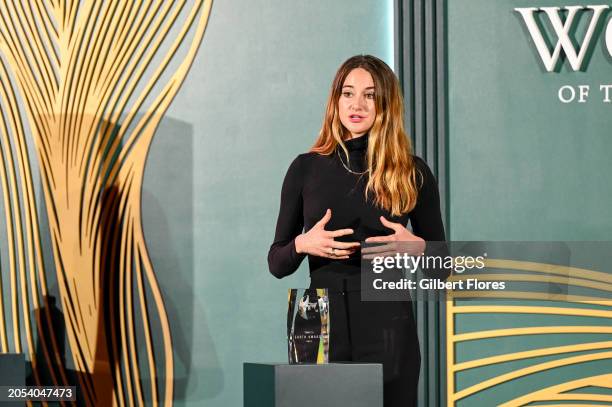 Shailene Woodley speaks onstage at the TIME Women of the Year 2024 Gala held at Ardor at the West Hollywood EDITION on March 5, 2024 in West...