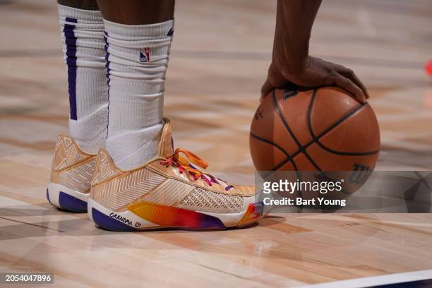 The sneakers worn by Bradley Beal of the Phoenix Suns during the game against the Denver Nuggets on March 5, 2024 at the Ball Arena in Denver,...