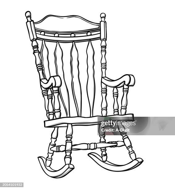 favorite chair rocking away sketch - antique furniture stock illustrations