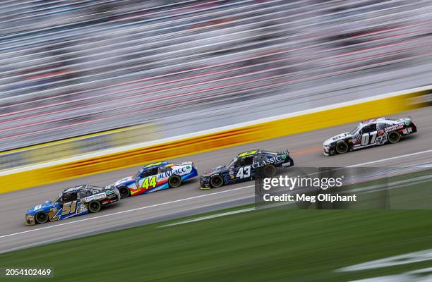 Jeremy Clements, driver of the First Pacific Funding Chevrolet, Brennan Poole, driver of the Macc Door Systems Chevrolet, Ryan Ellis, driver of the...