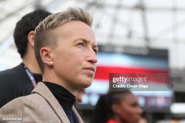 Head coach of Canada Beverly Priestman looks on during Quarterfinals - 2024 Concacaf W Gold Cup between Canada and Costa Rica at BMO Stadium on March...