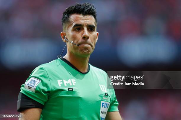 Adonai Escobedo, central referee, looks on during the 10th round match between Toluca and Tigres UANL as part of the Torneo Clausura 2024 Liga MX at...