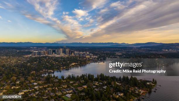 aerial bellevue medina meydenbauer bay 2 - lake washington stock pictures, royalty-free photos & images