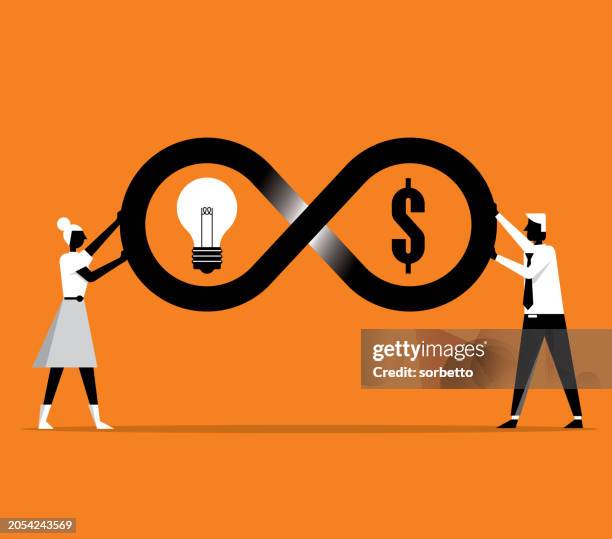 business idea - infinity symbol - teamwork - endless possibilities stock illustrations