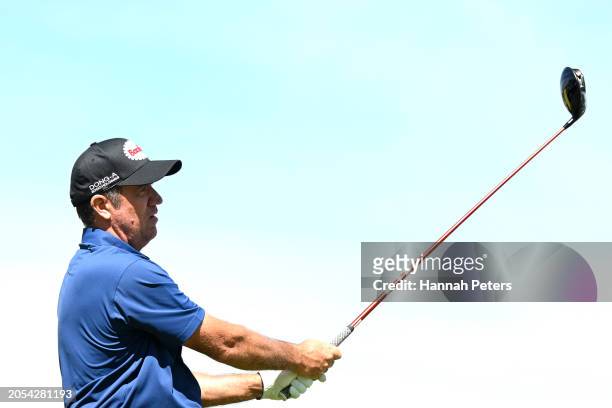 Scott Hend of Australia plays a shot during day four of the 2024 New Zealand Golf Open at Millbrook Resort on March 03, 2024 in Queenstown, New...