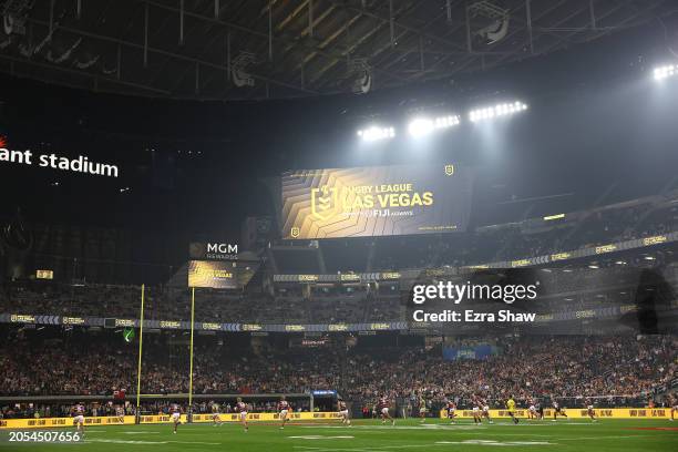 General view is seen during the round one NRL match between Manly Sea Eagles and South Sydney Rabbitohs at Allegiant Stadium, on March 02 in Las...