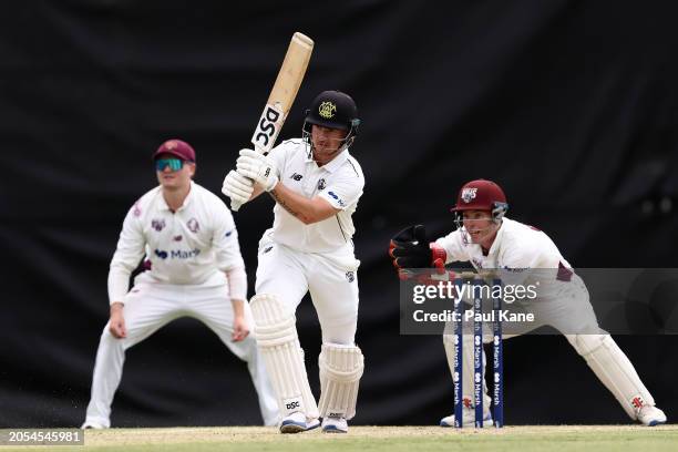 Arcy Short of Western Australia bats during the Sheffield Shield match between Western Australia and Queensland at the WACA, on March 03 in Perth,...