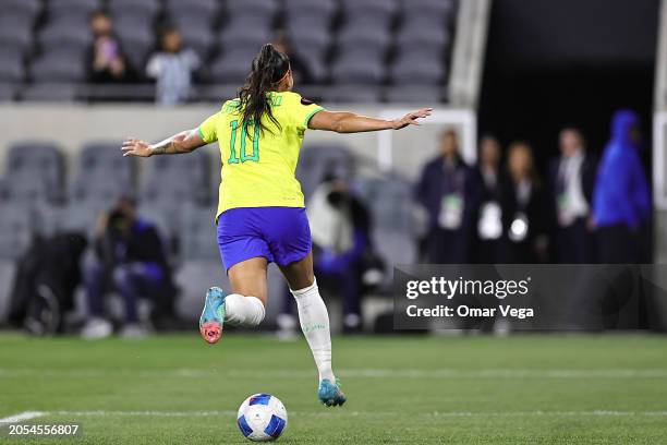 Beatriz Zaneratto Joao of Brazil celebrates after scoring the third goal of her team during Quarterfinals - 2024 Concacaf W Gold Cup between Brazil...