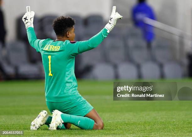 Luciana of Brazil celebrates her teams goal against team Argentina during the second half at BMO Stadium on March 02, 2024 in Los Angeles, California.