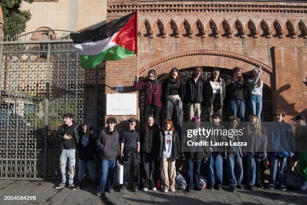 Students protest during a pro-Palestine demonstration in front of the prefecture after a week before police beat pro-Palestinian students on March 2,...